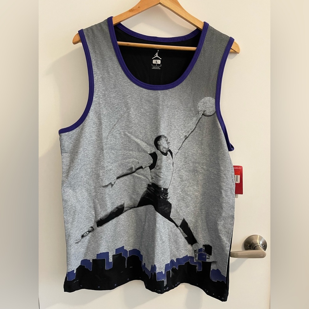 Nike Grey and Black Basketball Tank Top